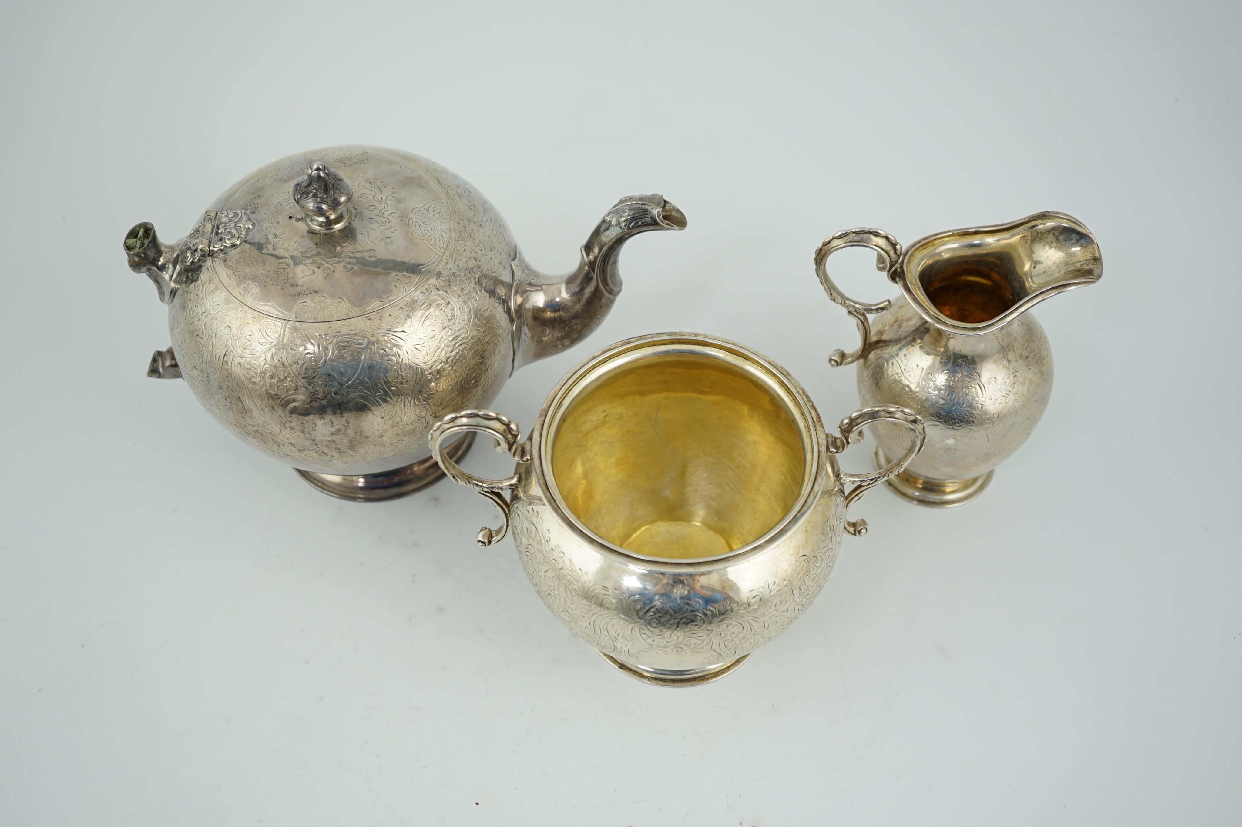 A Victorian Scottish silver three piece tea set, by Marshall & Sons, CITES Submission reference RDENZBMA